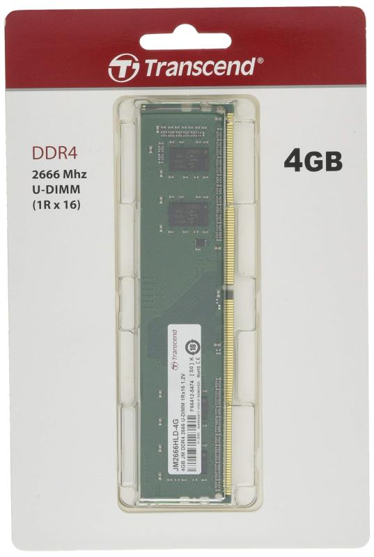 Transcend デスクトップPC用メモリ PC4-21300(DDR4-2666) 4GB 1.2V 288pin U-DIMM 1Rx16 CL19 無期限 JM2666HLD-4G