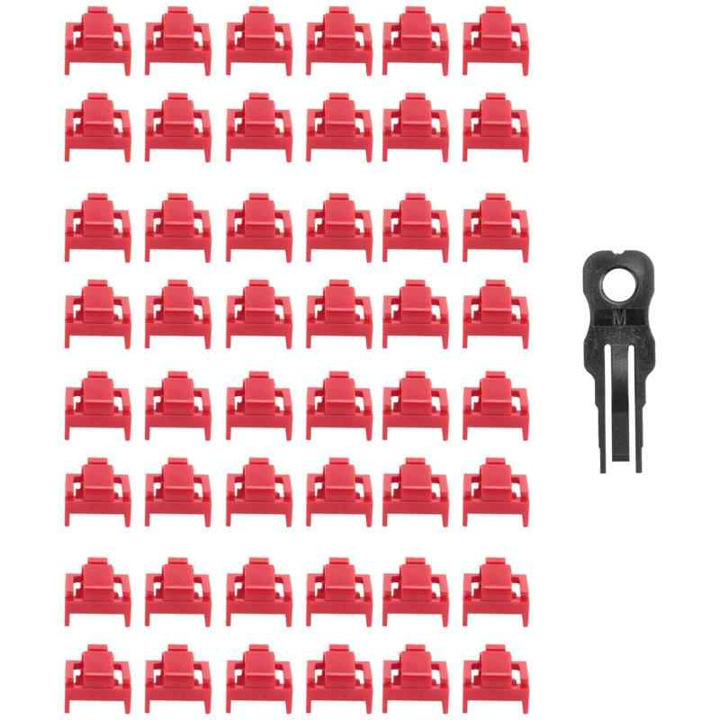 Ahvqevn 100個の赤いRJ45ポートイーサネットLANハブ防塵カバープラグキャップブロックアウトプロテクタ..