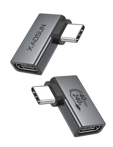 XAOSUN USB4 Type C L字 変換アダプタ 2個セット 最大240W充電 タイプc 90度 オス メス 100W 40Gbps Thunderbolt 4対応 スマホ、MacBook Pro/MacBook Air/iPad Pro 8K/ XAOSUN USB4 Type C L字 変換アダプタ 2個セット 最大240W充電 タイプc 90度 オス メス 100W 40Gbps Thunderbolt 4対応 スマホ、MacBook Pro/MacBook Air/iPad Pro 8K/