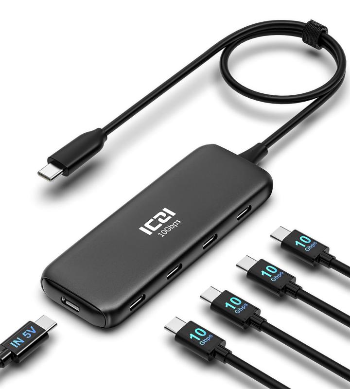 ICZI USB ハブ USB 4ポート拡張 USB増設 延長ケーブル MacBook Pro、iPad Pro、iMac、Chromebook 、Galaxyなど対応（充電や映像出力非対応）