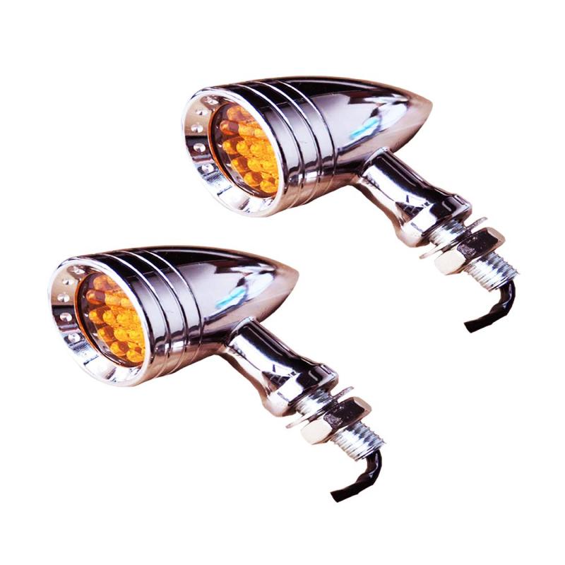 Karun ウインカー バイク用 LEDライト クロム ブレットウインカースポーツスター アメリカン 汎用 12V