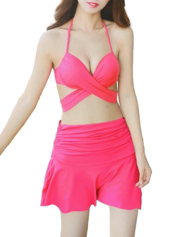 [ISLAYCAOLILA] DI1 ルーシー ビキニ 水着 3点セット スカート スイムドレス パッド入り ワイヤーあり レディース