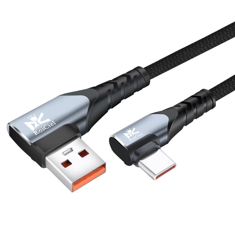 L字型コネクター USB-A to USB-C ケーブル最大66W出力対応