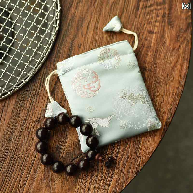 ジュエリー収納バッグ 高級 ぬいぐるみ 文化 収納 布 バッグ クルミ 板 ビーズ バッグ ウサギ 刺繍 ジュエリー ブレスレット 包装 バッグ 二 重層