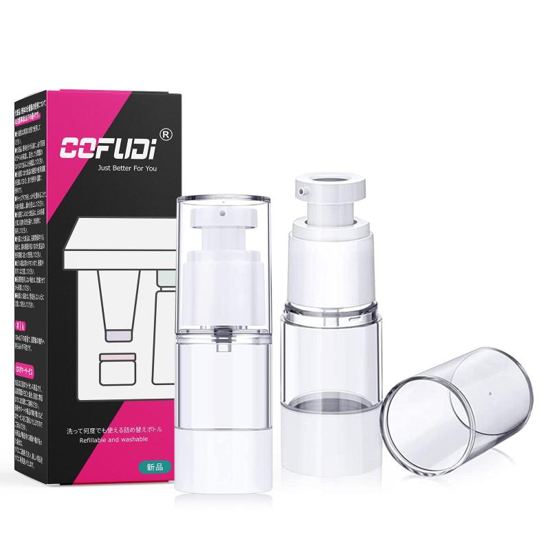 真空ボトル 15ml ポンプボトル 化粧品小分けボトル ポンプタイプ エアレス プッシュボトル 温泉 旅行ボトル プラスチック容器 詰め替えボトル 透明 携帯用 液体用 乳液用 旅行用品 漏れ防止