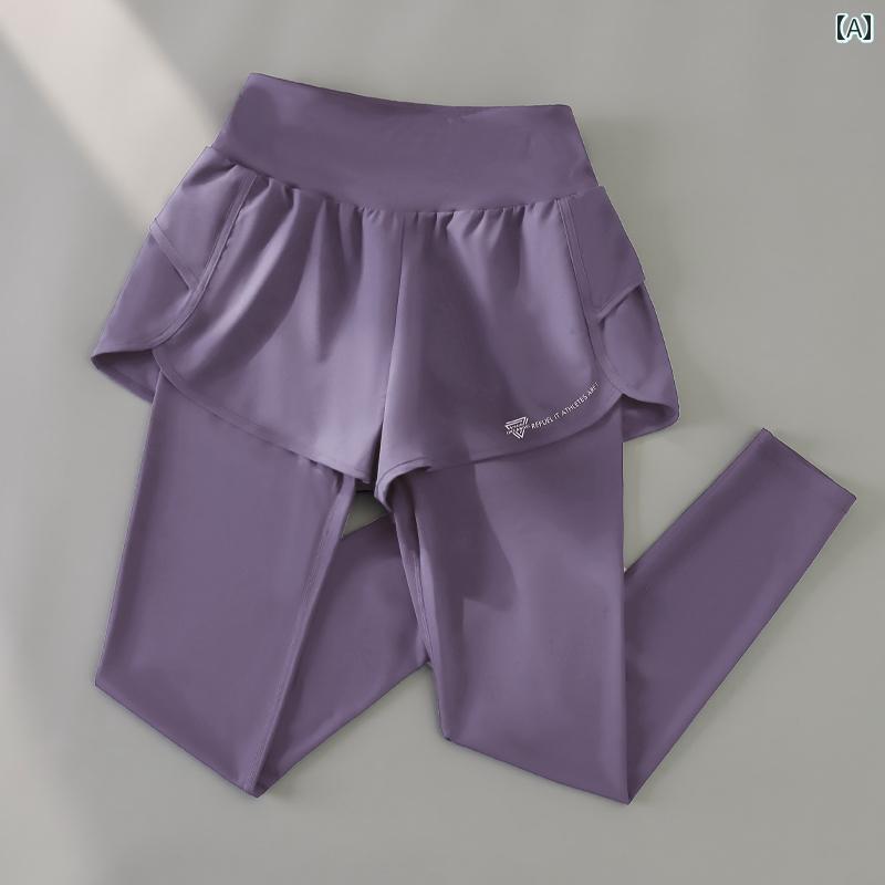 フィットネス スポーツ ショーツ フェイク ツーピース ランニング スポーツ パンツ レディース 新作 プロ マラソン ジム 速 乾 パンツ 大きい サイズ高 弾性 圧縮 パンツ