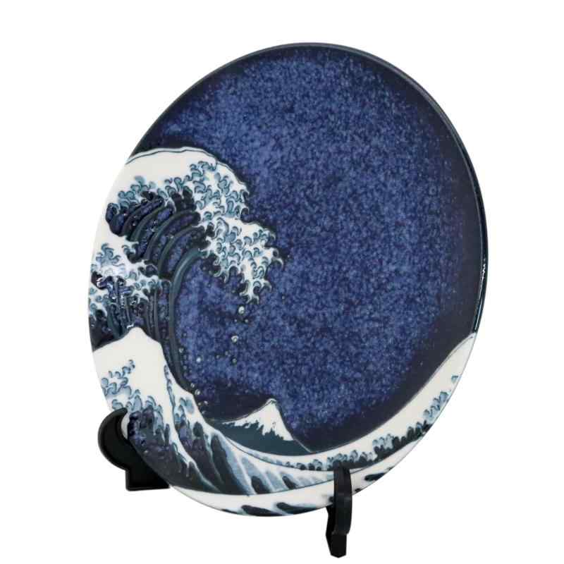 日本のお土産 絵皿 波富士 富士山