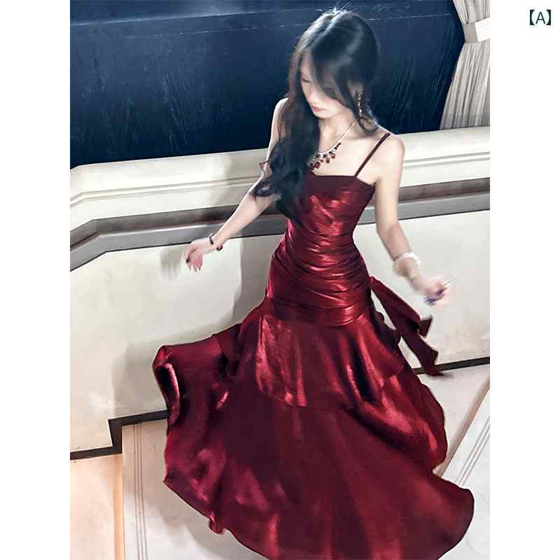 フレンチスタイル ドレス パーティー グッドジョブ【 キャンドル ライト ノクターン】 マーメイドプリンセス フリル ハイ エンド レッド ドレス 成人 式 宴会 ドレス