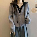 セーター ニット レディース 春と 秋の 女性の ための 大きい サイズの 高級 フェイク ツーピース ボトム セーター、 太い mmは 細く 見える ファッショナブルな コート トップス