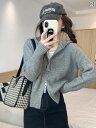セーター ニット レディース グレー ジッパー ジャケット フード 付き ニットカーディガン 女性の 秋と 冬 韓国 スタイル スタイル インナー ショート セーター ボトミング シャツ