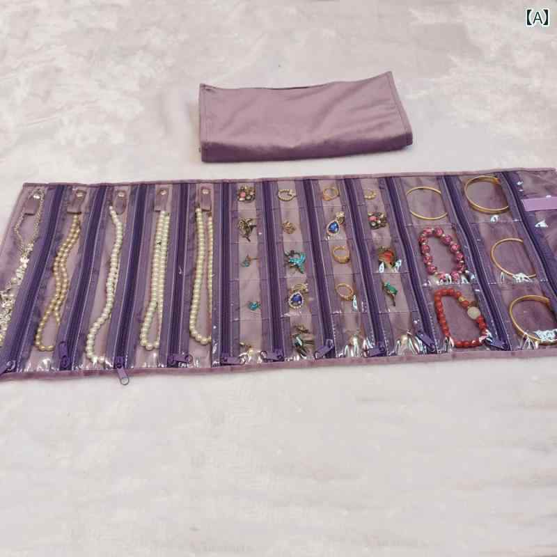 ジュエリー収納バッグ ベルベット ジッパー 布 バッグ ネックレス 吊り下げ バッグ ジュエリー 収納 バッグ ブレスレット ソフト コレクション バッグ ブレスレット リング 旅行 出張