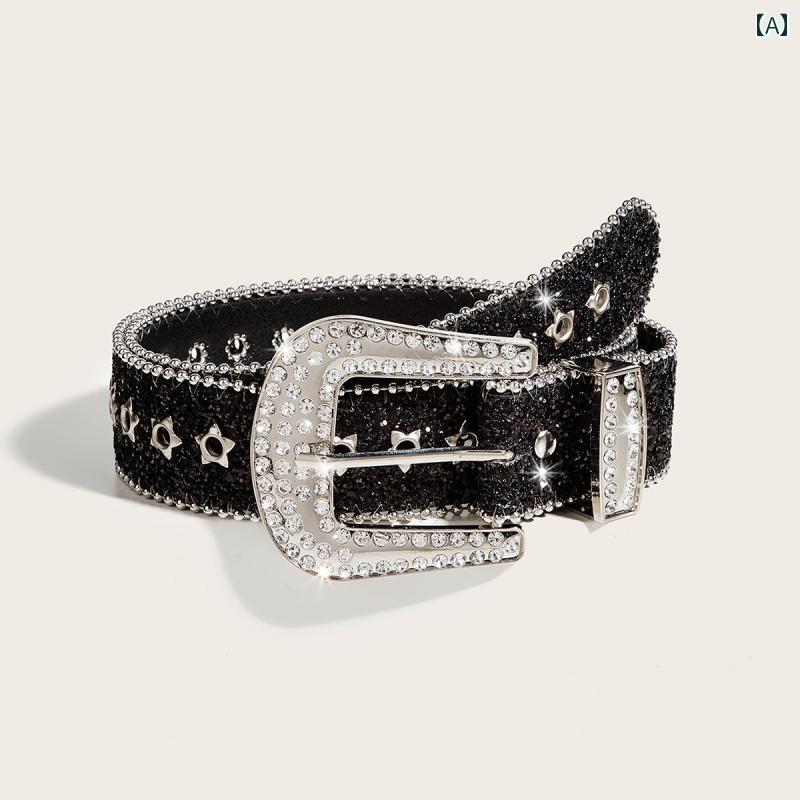 レディースベルト ハイ エンド ラインストーンベルト レディース ins スタイル y 2 k ワイド ベルト ヨーロッパと アメリカの ファッション 個性 スパンコール 装飾 ジーンズ ベルト