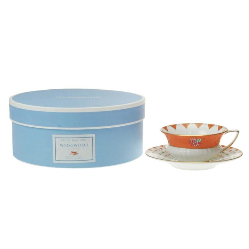 ウェッジウッド (Wedgwood) ワンダーラスト ピオニー ダイアモンド ティーカップソーサー [並行輸入品]