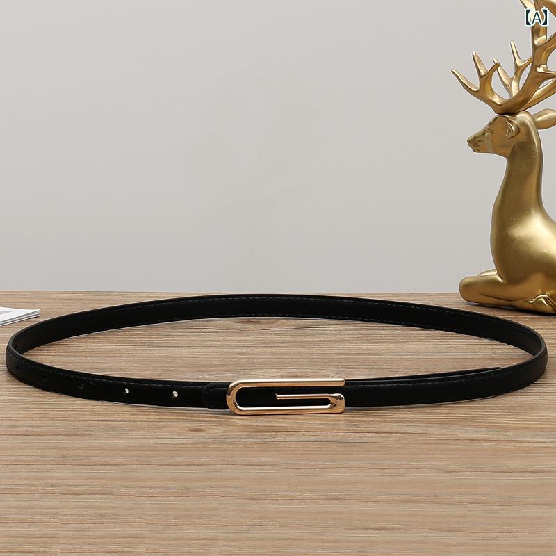 レディースベルト ハイ エンド 黒の小さな ベルト レディース本 革 ファッショナブルな 万能な 細い ベルト レディース本 革 装飾 ソフト ナロー 万能 ウエスト 牛 革