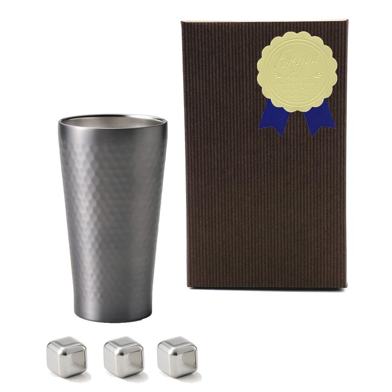 Dolce duo タンブラー アイスキューブ 4点セット ステンレス氷 溶けない氷 真空断熱 ビールグラス 350m..