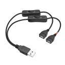 【YFFSFDC】USB スイッチ0.3m/1mUSB 延長ケーブル便利な 2分岐 二股コード データ転送と充電+充電専用オン/オフスイッチ付き小さなデスクランプ/ファンLEDライト等に適用(2)