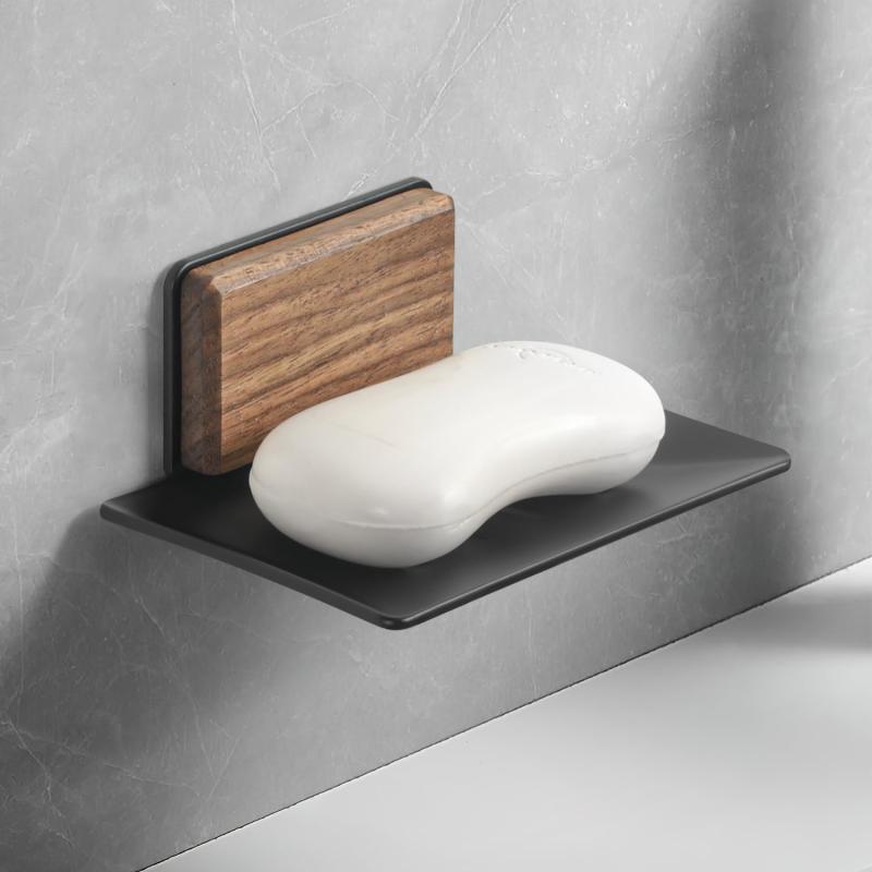 石鹸置き ソープディッシュ ソープトレー 石鹸ホルダー 石鹸置き ソープホルダー 水切りアルミ 防水防錆 多機能 浴室 洗面台 収納ケース（ブラック）