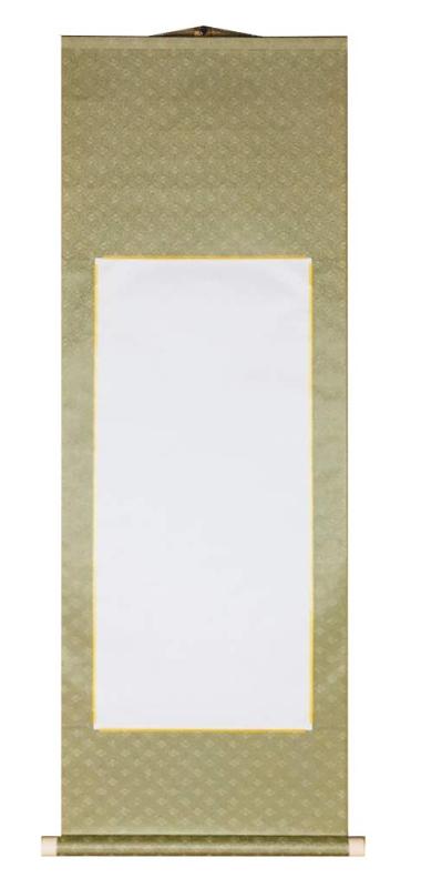 アイロンで簡単掛け軸製作掛け軸キット 半紙たてサイズ 丸表装 (薄緑系)