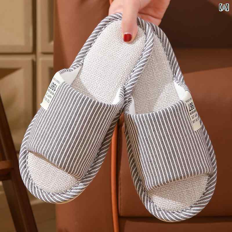 スリッパ スタイル リネン スリッパ 春と 秋 レディース 四季 2024 新しい 屋内 ホーム 足の 臭いの な..