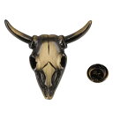 Rockyu ラペルピン メンズ ブロンズ 雄牛の頭蓋骨ピン 金属アレルギー対応 ビンテージ風 カウスカルピン カウボーイスタイル 結婚式 パーティー用