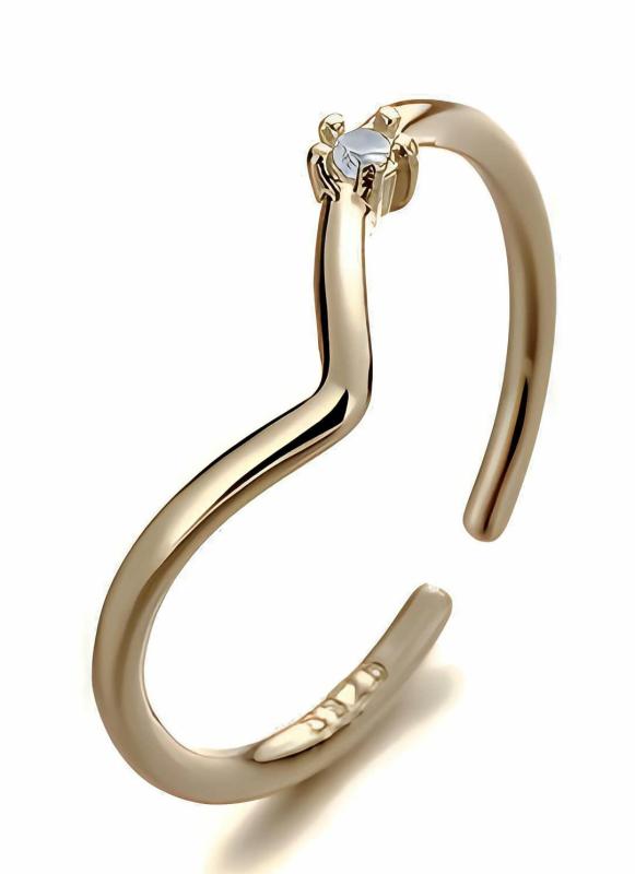 [Iris Apricot] ポイントチャームシンプルリング K18 18金コーティング シルバー925 レディース メンズ..