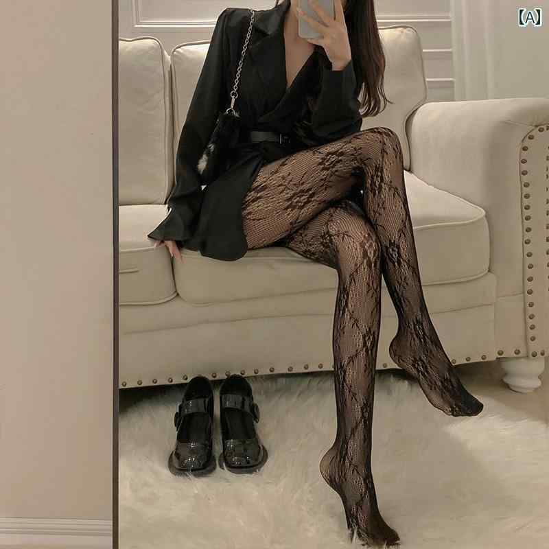 網 タイツ パン スト JK 網 タイツ レースストッキング 黒 シルク 中空 パン スト アンチ フック 網 タ..