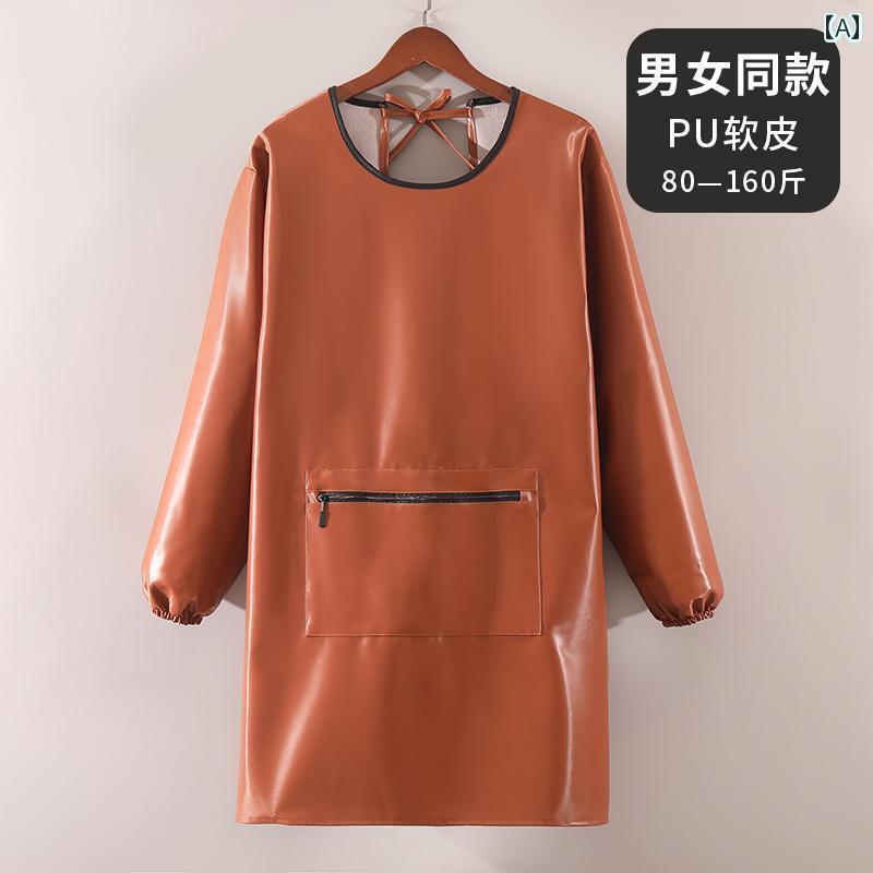 PUレザーエプロンは、防水性、防油性のある長袖の調理エプロンで、厨房やレストランでのご使用に最適で、洗わずに汚れを防ぎます。