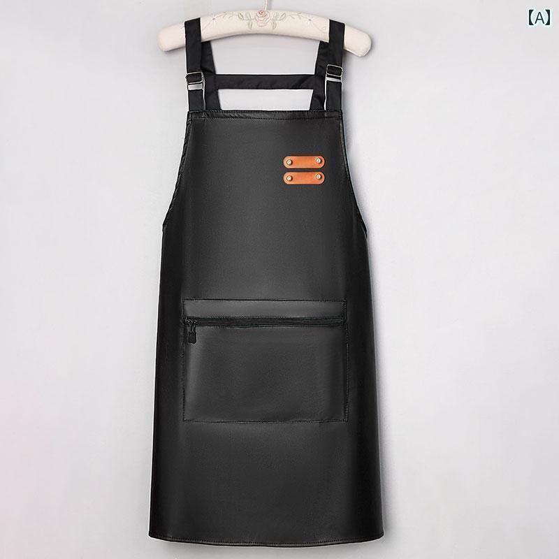 ファッションレザーエプロン、女性用、防水・防油、キッチン、家庭用、ワーキングウェア、最新モデル、飲食業向け、水やり柔らかい皮素材、調理エプロン。