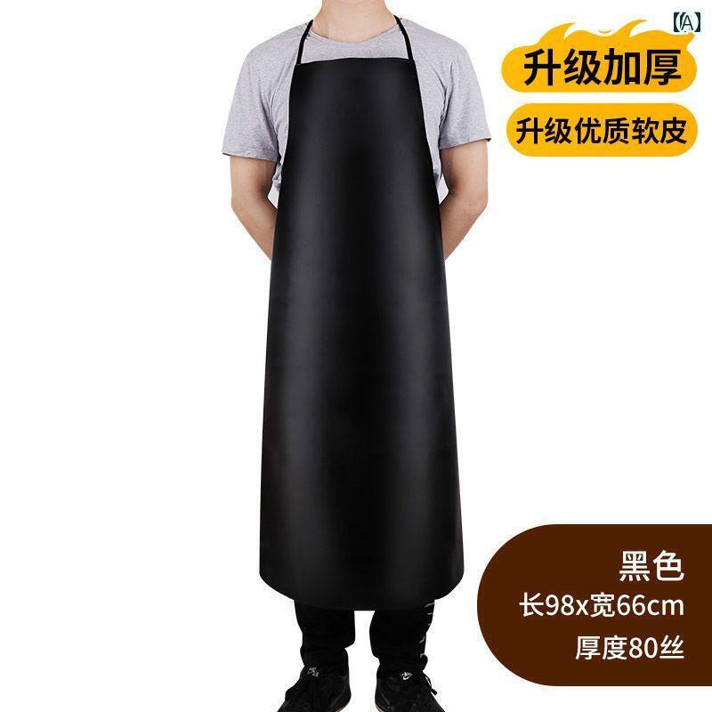 エプロン おしゃれ 防水・ 防 油の 厚手の 食堂用 ケータリング キッチン 作業 服、 酸・ アルカリ 耐性の 長い 水 生 家庭用 男女 兼用 レザー エプロン