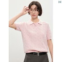レディース ニット セーター 2025年春の新作、女性用の鯨毛ポロ襟の短袖ニットセーター。フレンチカラーと絞り花のトップス。