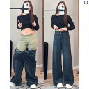 レディース ジーンズ おしゃれ アメリカ風のレトロなブルーのストレートジーンズ、春の新作、プラスサイズの太めの女性向け、高いウエスト、梨形の体型にもフィットする...
