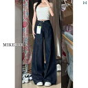 デニム レディース デニムパンツ 濃い青色のAラインワイドレッグデニムパンツは、春の新作で、大きいサイズのぽっちゃり女性向け。ゆったりとしていて、スリムな梨形の...