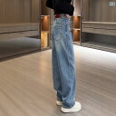 デニム レディース デニムパンツ 2025年春の新作大きいサイズの女性用ファッションアイテム。美しいウエストラインを演出するハイウエストのスリムなデニムパンツ。...