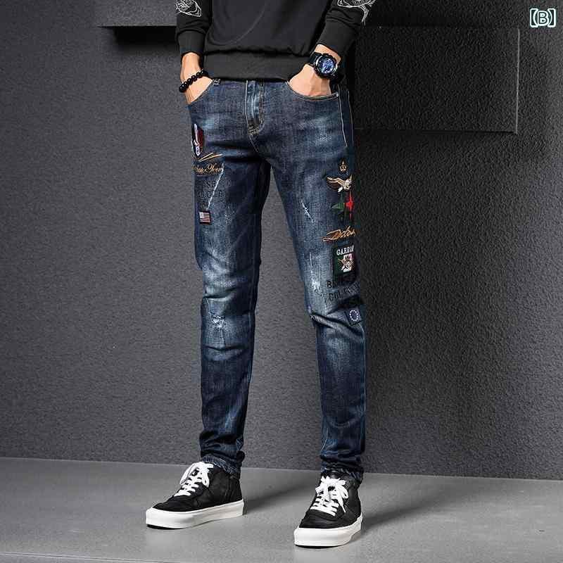 メンズ レディース 刺繍 個性的な刺繍入りの新しいボーイズファッションは、パッチワーク加工の厚手の秋の流行で、ハイパファムな印象を与えます。