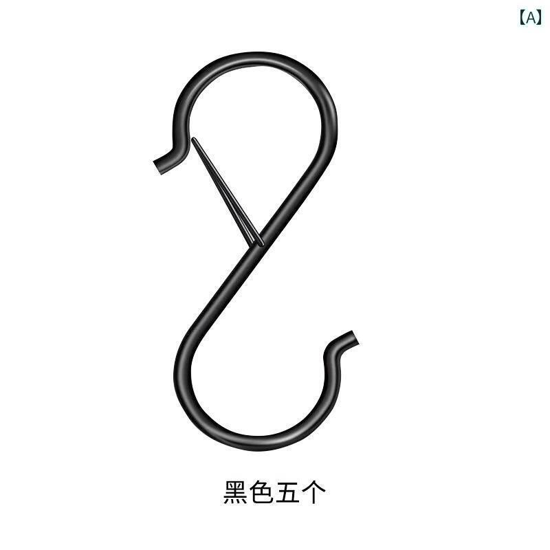 フック 壁 壁掛け アップグレード された 金属製 ソリッド スプリング バックル S フック 防 風 キッチ..
