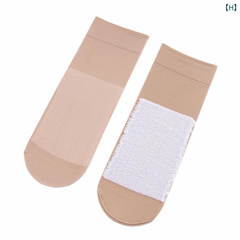 レディース ストッキング [ 10 足 ] 女性用 ショートストッキング、 厚手 ベルベット ミッド チューブ ブラック 肌色 春秋 ショート ソックス、 引っ掛かり 防止、 耐 摩耗性