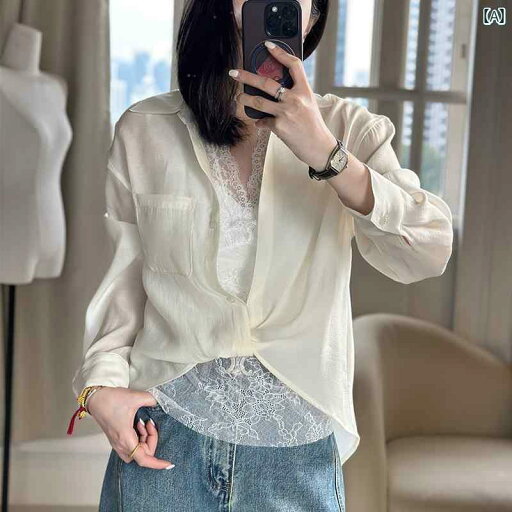 レディース ドレス おしゃれ JanZhang セクシーで エレガントな ツーピース スーツ 肌に 優しい レース シャツ 女性 春 デザイン 通勤 長袖 トップス レディース ドレス おしゃれ JanZhang セクシーで エレガントな ツーピース スーツ 肌に 優しい レース シャツ 女性 春 デザイン 通勤 長袖 トップス
