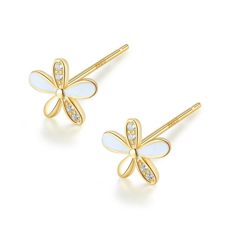 ピアス Silver925 シルバーピアス ゴールド 18Kコーティング フラワーフラワイト 金属アレルギー対応(3)