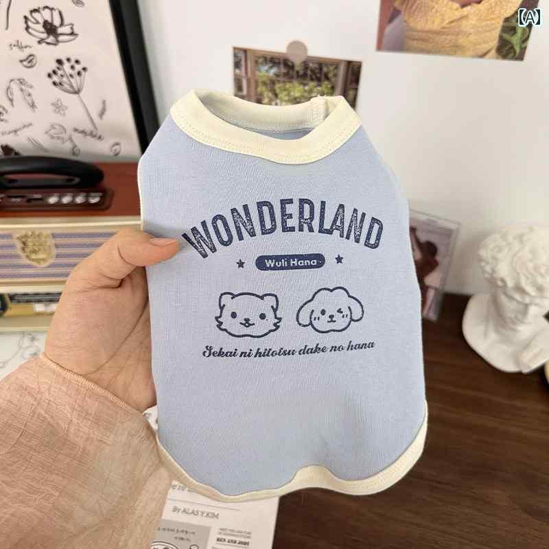 わんちゃん ペット服 かわいい Wuli Hana オリジナル ペット コットンベスト 犬 服 猫 レトロ T シャツ..