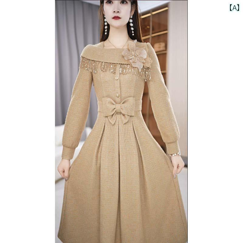 ワンピース ドレス レディース Lisya エレガントな 女性用 エイジング カット ドレス 2025年 春 新作 ウエスト 丈で デザイン、 ミドル 丈 A ライン スカート