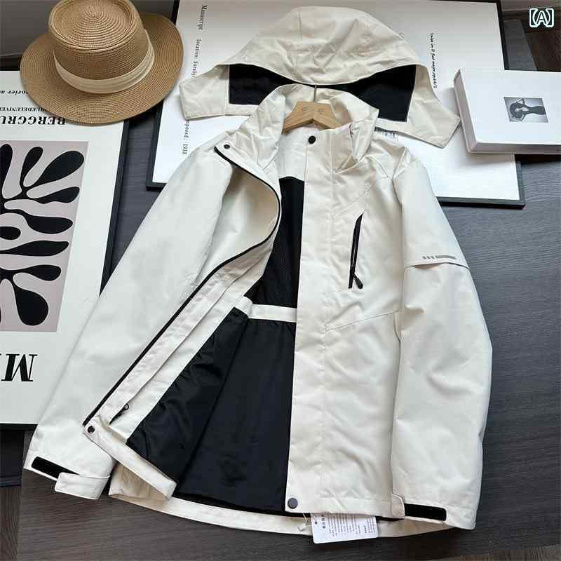 アウター パーカー アウトドア トリプル！ 取り外し 可能な ポーラー フリースライナー！ カップル用 フード 付き アウトドア 防 風 防水 ジャケット 男女 兼用