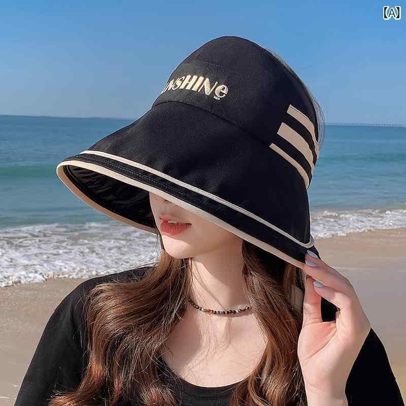 帽子 レディース サンハット UVカット加工されたビニール製のフィッシャーマンハット。女性向けの大きなつばで、夏にピッタリの帽子。新デザインで顔を覆い、紫外線から守る。
