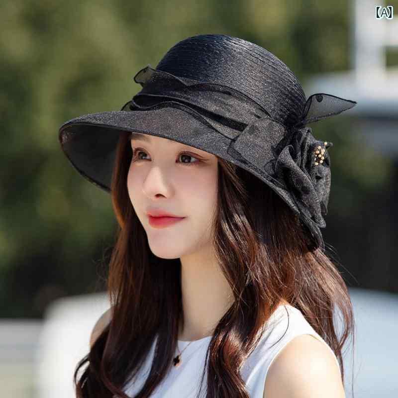 帽子 レディース サンハット 春夏季の新作女性用帽子、韓国風のおしゃれな花柄と水玉模様のUV対策つば..