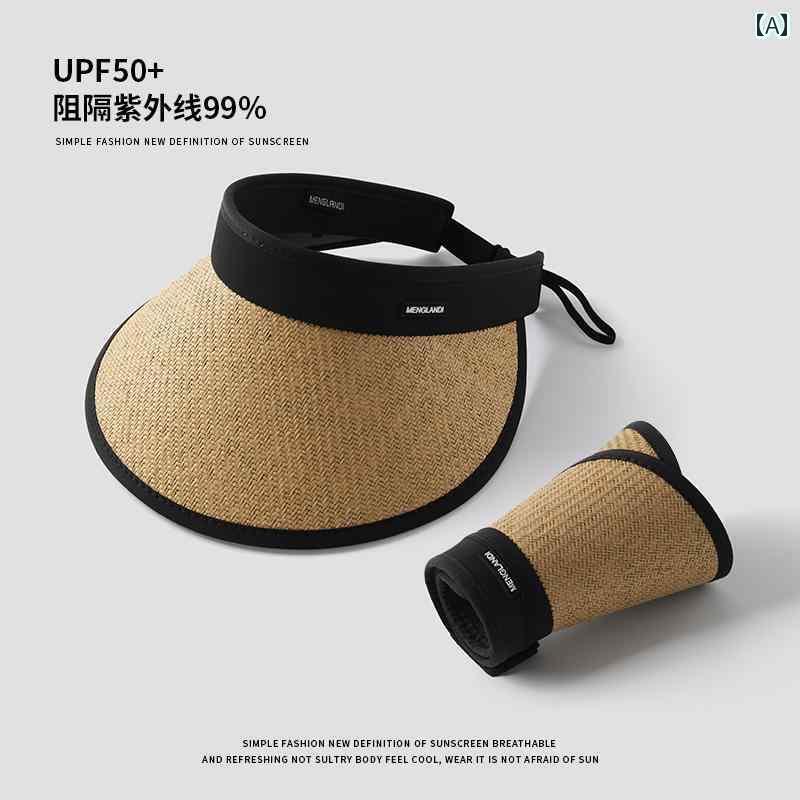 帽子 レディース サンハット 新しい 折りたたみ 可能な 太陽の 帽子の 女性の 夏の UV 保護 屋外 黒 ゴム 麦わら 帽子 サイクリング