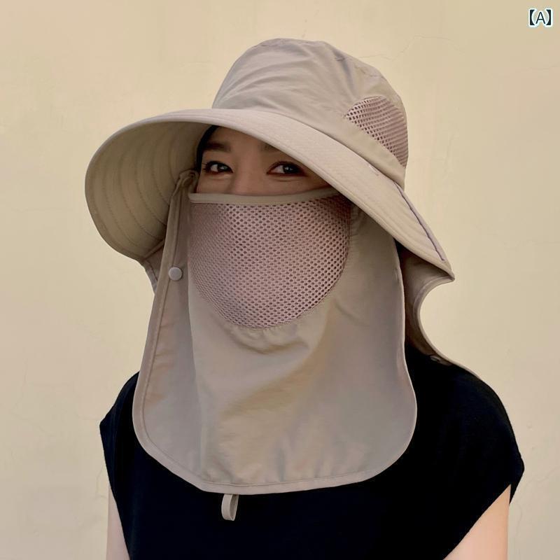 帽子 レディース サンハット 夏の 女性用 日焼け 防止 帽子、 漁師の 紫外線 日よけ フェイスマスク、 ..