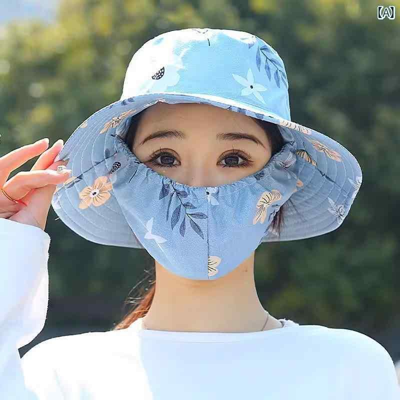 帽子 UVカット サンハット 女性用 日焼け 止め 帽子 2025年新 スタイル 自転車に 乗っても 風が 当たらない 日よけ 現場 作業用 紫外線 対策 マスク