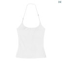 レディース トップス ホルターネック レディース トップス ホルターネック ホワイト ホット ガール バックレス ホルターネック サスペンダー スモール ベスト レディース 夏 スリムフィット プリーツ インナーウェア スリット ショート トップ アウタ(4)