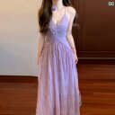 ホルターネック レディース トップス ホルターネック レディース トップス 超 美しい 夏の 海辺の 休暇の 背中が 開いた ウエスト ホルターネック サスペンダー ドレス ロング スカート 女性 2025 新しい