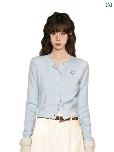 ニット レディース カーディガン ブルー ショルダー ショート ニットカーディガン レディース 春秋 早春 カレッジ スタイル ベース セーター ジャケット 長袖 トップス ニット レディース カーディガン ブルー ショルダー ショート ニットカーディガン レディース 春秋 早春 カレッジ スタイル ベース セーター ジャケット 長袖 トップス