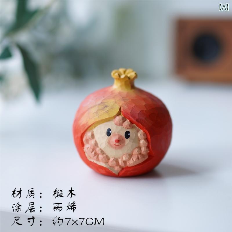 送料無料 雑貨 ホビー 小物 ジョーの 工房 / ザクロと ニンニクの小さな 木彫り、 たくさんの 子供と 幸せを 得る チャンスを 獲得、 かわいい デスク ...